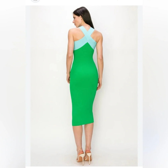 NWT INA Fashion Dragon Fruit Dress Aqua & Emerald Green Size Small - Picture 1 of 6